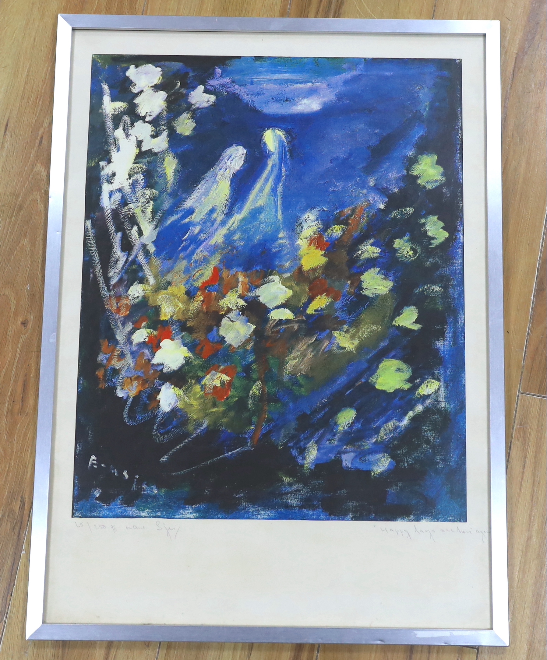 D. Marie?, colour print, 'Happy Days are Here Again', limited edition 25/250, signed in pencil, 63 x 45cm